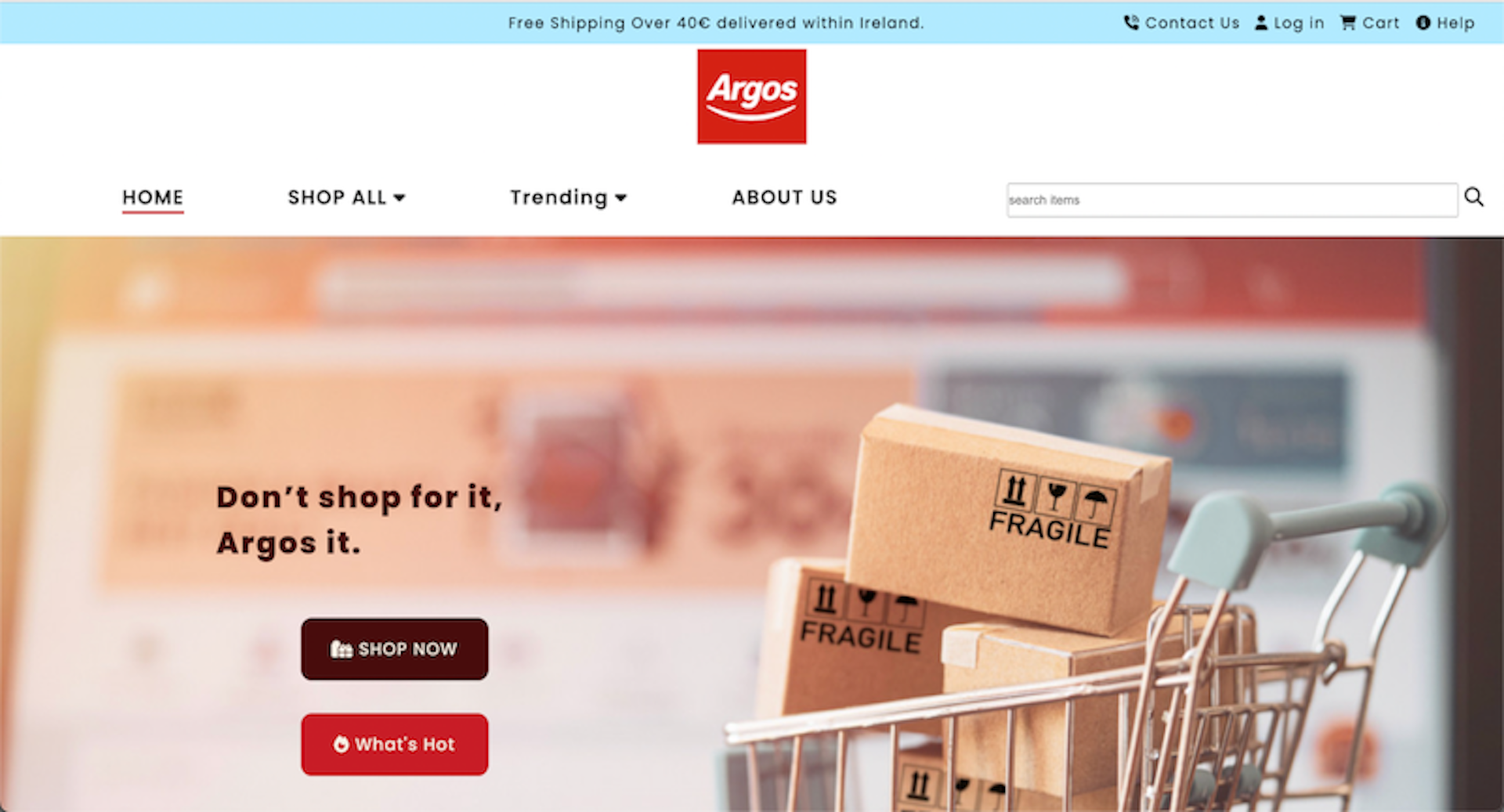 Argos Ireland home page